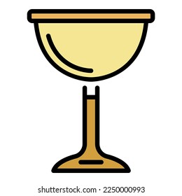 Jewish wine cup icon. Outline jewish wine cup vector icon color flat isolated on white