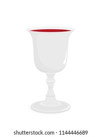 Jewish wine cup for kiddush, Jewish holiday wine cup, silver kiddush cup for Shabbat, religious ritual item for Jewish holidays, isolated on white background