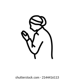 Jewish woman praying line color icon. Isolated vector element. Outline pictogram for web page, mobile app, promo