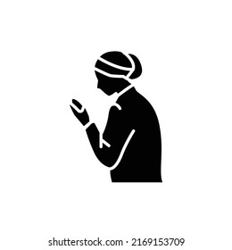 Jewish Woman Praying Line Color Icon. Isolated Vector Element. Outline Pictogram For Web Page, Mobile App, Promo