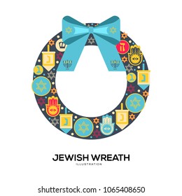 Jewish wreath vector illustration symbol object. Flat icon style concept design