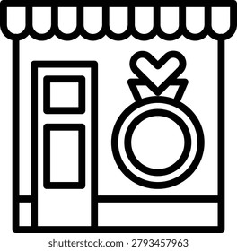 Jewlery Store Line Icon and Vector