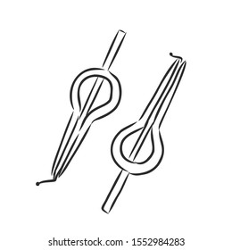 jew's-harp music instrument sketch, contour vector illustration 