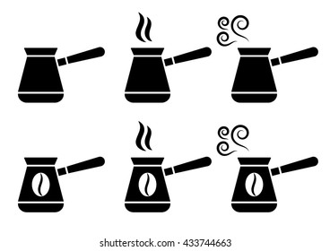 jezve turkish coffe pot icon set