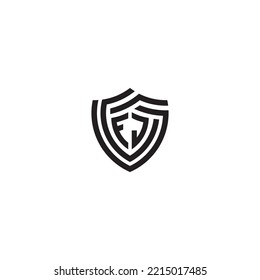 JF abstract line shield concept in high quality professional design that will print well across any print media