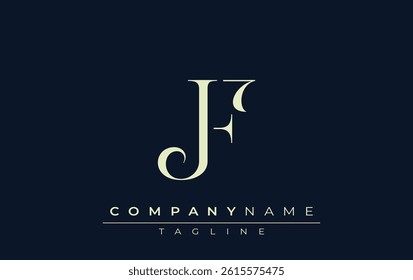 JF abstract Logo. Elegantly Designed Minimalist Monogram Logo with Stylish Lettering. Sophisticated and sleek minimalist monogram showcasing unique lettering design.