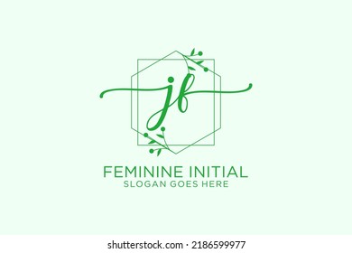 Monograma de belleza JF y elegante logo de diseño de logo para escritura a mano de firma inicial, boda, moda, floral y botánica con plantilla creativa.
