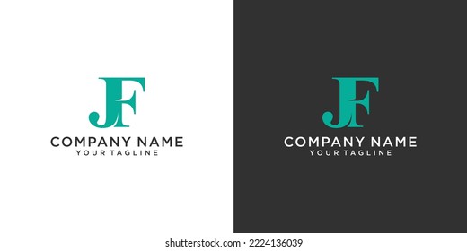 JF or FJ initial letter logo design vector on black and white background.