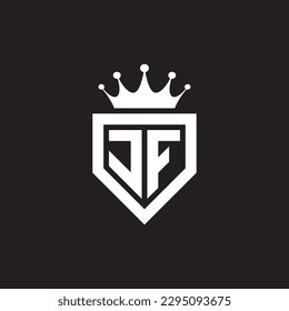 JF or FJ logo monogram symbol shield with crown shape design vector