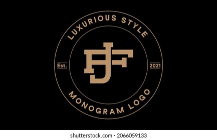 jf or fj monogram abstract emblem vector logo template