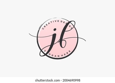 JF handwriting logo with circle template vector signature, wedding, fashion, floral and botanical with creative template.