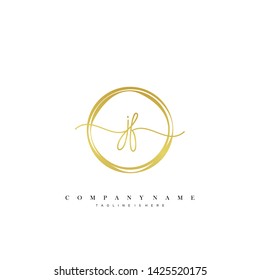 JF initial handwriting logo template vector