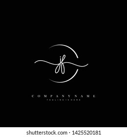 JF initial handwriting logo template vector