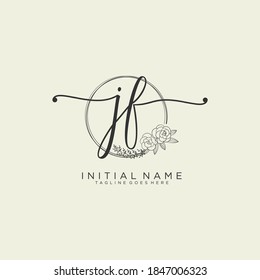 JF Vector de logotipo de escritura manual inicial