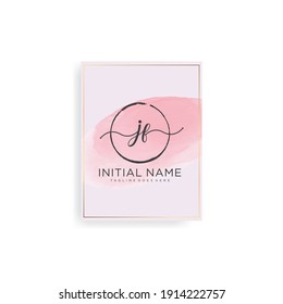 JF Initial handwriting logo vector. Hand lettering Watercolor background for designs.