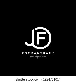 JF Initial letter logo inside circle shape inside rounded black monogram