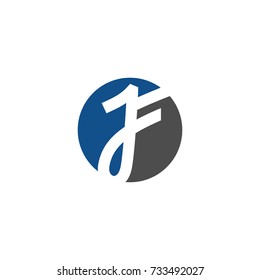 JF Initial Letter on Circle Shape Logo Vector