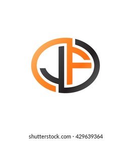 JF initial letters looping linked ellipse logo orange black