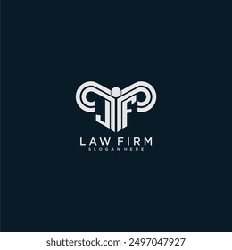 JF initial monogram logo lawfirm with pillar design