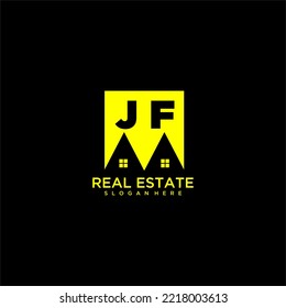 JF initial monogram logo real estate in square style design