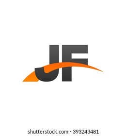 JF initial overlapping swoosh letter logo black orange