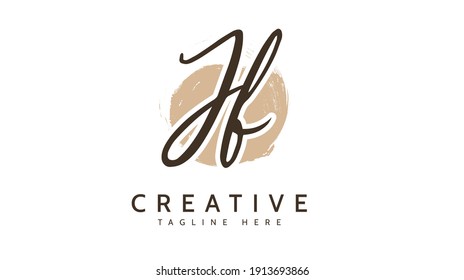 JF Initials, handwriting logo vector