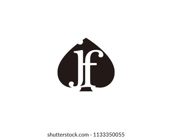 The jf initials logo inside the black shovel