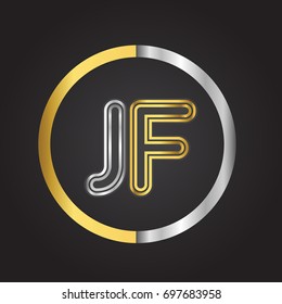 JF Letter logo in a circle. gold and silver colored. Vector design template elements for your business or company identity.