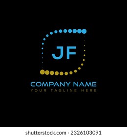JF letter logo design on black background. JF creative initials letter logo concept. JF unique design.
