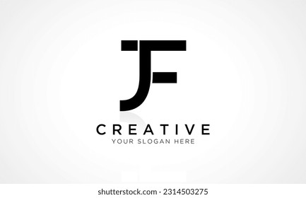 JF Letter Logo Design Vector Template. Alphabet Initial Letter JF Logo Design With Glossy Reflection Business Illustration.