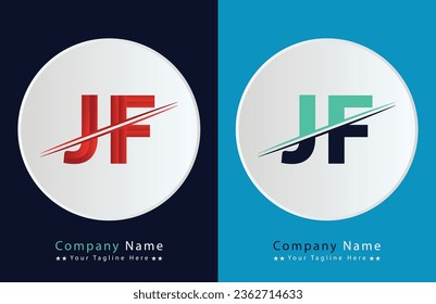 Plantilla vectorial de diseño del logotipo de la carta JF.