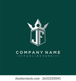 JF letter monogram initial logo for shield and crown design