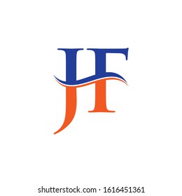 JF Letter Type Logo Design Blue Orange With White Background. Initial JF Logo Design