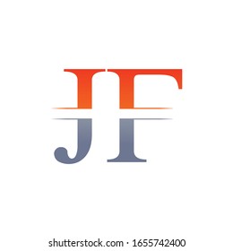 Plantilla vectorial de diseño de logotipo de tipo carta JF. Diseño del logotipo de la carta abstracta JF