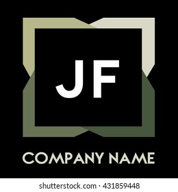 JF letters business logo creative  icon design template elements in abstract background logo, design identity in square with four colors, modern alphabet letters