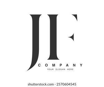 JF logo design. Initial letter j and f serif font style. Creative classic company name typography. Trendy logotype or identity. Vector illustration.