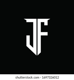 JF logo monogram with emblem shield style design template