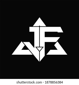 JF Logo monogram isolated with triangle shape design template on black background