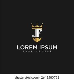 JF Luxusbrief Monogramm für Krone und Schild Logo Design