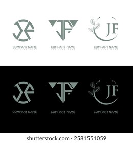 JF minimalist and classic logo set design. JF monogram circle shape vector. JF unique design.
