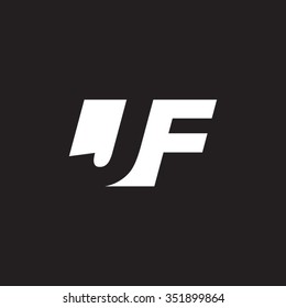 JF negative space letter logo black background