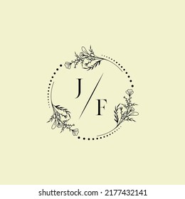 Cartas iniciales del logotipo de boda de JF en un diseño profesional de alta calidad que se imprimirán en cualquier medio impreso