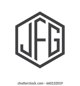 JFG three-letter initials hexagon logo black