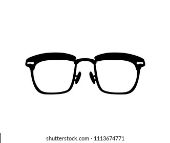 JFK Eye Glasses illustration, Vintage eye wear frames, Black Silhouette, 50s, 60s, geek, freehand, fashion accessory, nerd, men, retro shape, thick, sight, boy, sunglasses, vector, optical, shades