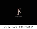 jfk letter modern luxury style fashion brand luxury style design modern style creative golden wordmark design typography illustration, jf wordmark, jk logo