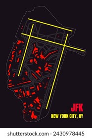 JFK NEW YORK CITY Airport map poster art