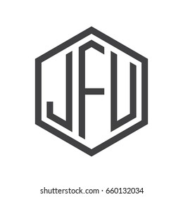 JFU three-letter initials hexagon logo black