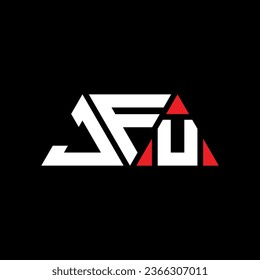 JFU triangle letter logo design with triangle shape. JFU triangle logo design monogram. JFU triangle vector logo template with red color. JFU triangular logo Simple, Elegant, and Luxurious design.