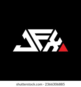 JFX triangle letter logo design with triangle shape. JFX triangle logo design monogram. JFX triangle vector logo template with red color. JFX triangular logo Simple, Elegant, and Luxurious design.