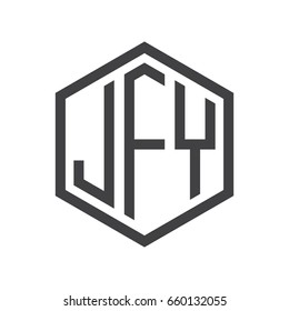 JFY three-letter initials hexagon logo black